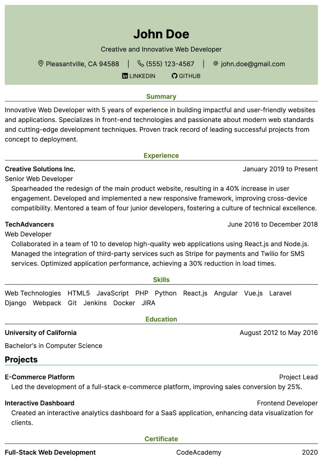 kakuna pdf resume template